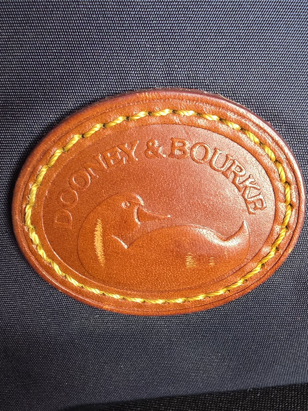 Black Crossbody Dooney & Bourke Nylon Bag with Brown Leather Trim - Picture 4 of 8
